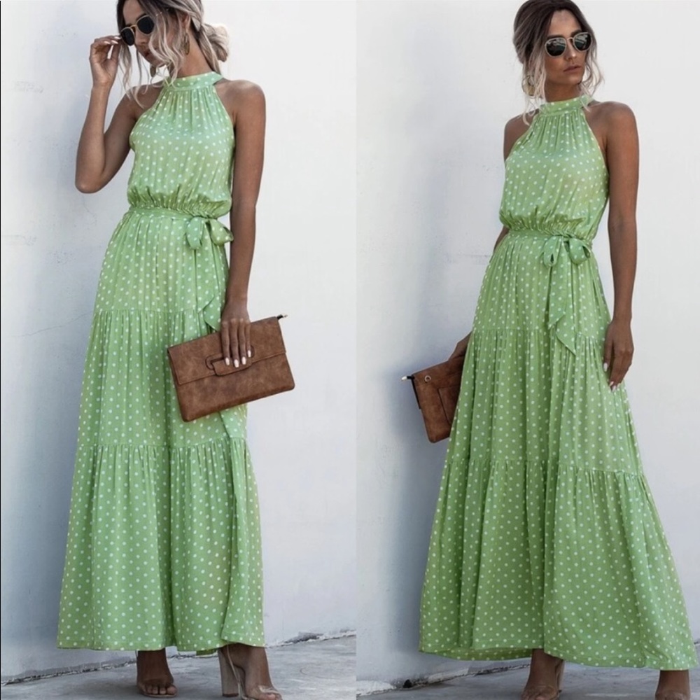 Boho gypsy dot halter maxi dress New - Picture 2 of 5